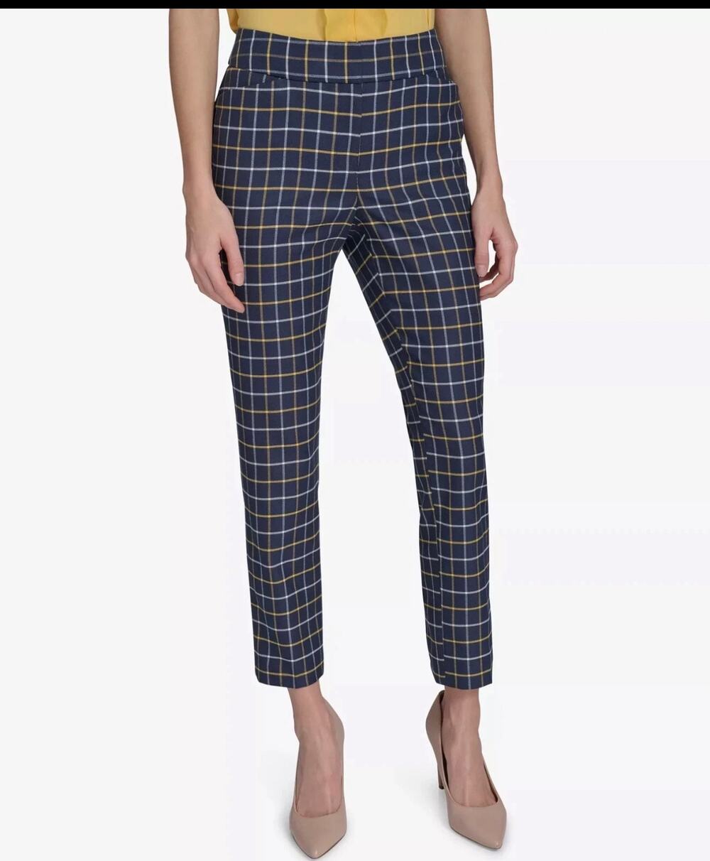 New Tommy Hilfiger plaid blue & yellow pants sz 4